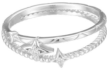 Mesnt Frauen Verlobungsringe, Frauen Platin Verlobungsring Sterne mit Diamant, Größe 50 (15.9)