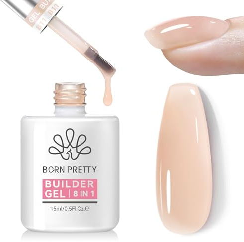 Born Pretty Builder Gel 15ML - 8 in 1 HellNude Quick Builder Gel für Nägel In a Bottle Aufbaugel für Gelnägel Verlängerungsgel Verstärkungsgel Nagelkleber Base Top Coat