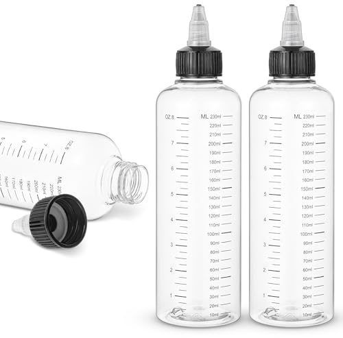 Quilax 3 Stück Quetschflasche 230ml Haaröl Applikator Flasche Haare, Haare Squeeze Flasche mit Skala, Scalp Applikator Flasches, Hair Oil Applicator für Malerei, Handwerk, Küche, Friseursalon