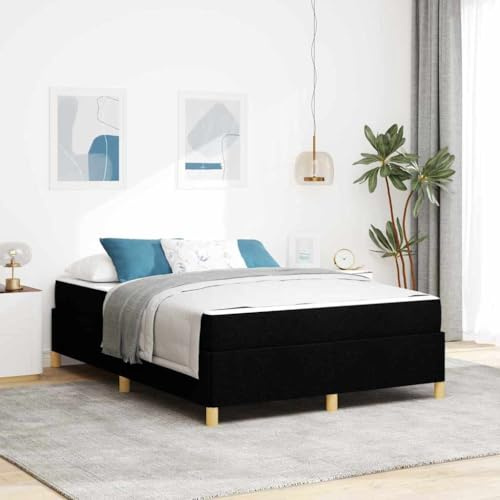 QZZCED Bett Typ Box Spring, Schwarz, 160 x 200 cm, mit Stoffrahmen und Matratze, modernes Bett mit Stauraum und solide Struktur für Schlafzimmer