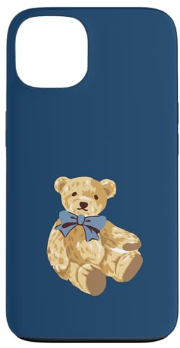 Vintage Teddy Bear Blue Bow Coquette Aesthetic Valentines Case for iPhone 13