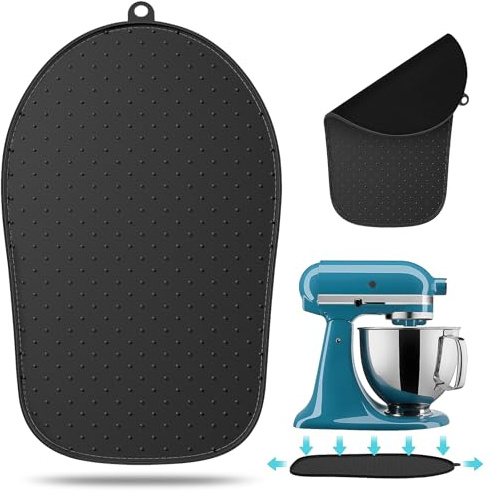 SelfTek Mixer Slider Mat - Upgraded Silicone Sliding Mat Waterproof Mixer Mover Accessories for KitchenAid 4.5-5 Qt Tilt-Head Stand Mixer, Easy Moving & Countertop Protection, Black