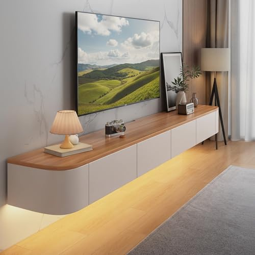 YINXSLO Tv Lowboard Hängend mit Schublade für Wohnzimmer | Modern Tv Board Hängend, Kiefernholz Tv Schrank mit Großzügigem Stauraum für Wohnzimmer und Schlafzimmer