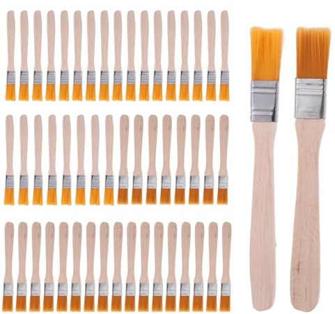 50 Pezzi Pennelli Piatti, 13 cm Lunghezza Pennelli Pittura Piccoli con Manico in Legno, per Colla Vinilica, Muro, Progetti Fai da Te e Forniture Artistiche per Uso Domestico e Creativo