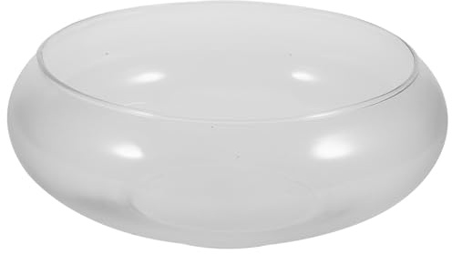 VILLCASE Pecera Redonda de Cristal Transparente Grande para Escritorio, Maceta Hidropónica para Plantas Acuáticas y Soporte para Pecera, Cuenco Multifuncional para Tortugas y Peces