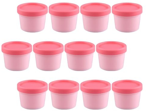 DOITOOL Lot de 12 Bac Glace Maison avec Couvercle, Pots de Crème en Plastique Légers et Rechargeables, Contenant Visage à Transporter en Paquet à Main ou Paquet à Dos