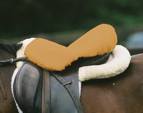Engel Reitsport | Sattelsitzbezug Sattelauflage echtes Merino Lammfell SABEZ1-M-CAM für englische Reitsattel Camel Größe M