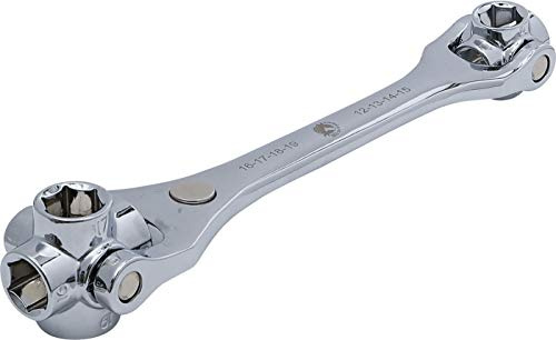 BGS Diy 7075 | Spezialschlüssel 8-in-1 | Abtrieb Sechskant SW 12-19 mm | Einzelgrößen 12, 13, 14, 15, 16, 17, 18, 19 mm | Chrom-Vanadium-Stahl