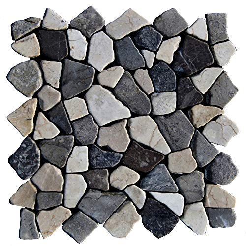 M-1-009 - 1 m² = 11 Fliesen - Natursteinmosaik Marmor Bruchstein Mosaikfliesen Naturstein Fliesen Lager Verkauf Stein-Mosaik Herne NRW Bodenfliesen