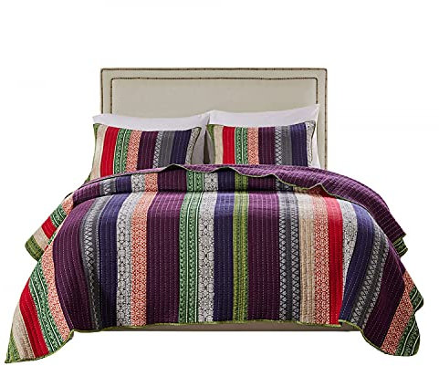 Greenland Home Marley 100% Cotton Quilt Set, Twin/Twin XL, Carnival, Model:GL-1508BMST