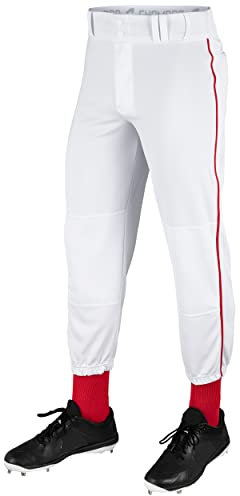 CHAMPRO Klassische Baseballhose mit seitlicher Paspelierung für Herren, Herren, Triple Crown Klassische Baseball-Hose mit Zopf, Triple Crown Classic Baseball Pants with Braid, White, Scarlet, Large