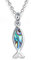 Schmuck Anhänger Ichthys Fisch 36 mm, Paua Muschel Abalone Perlmutt blau grün rosa mit Kette silber 45 cm, Naturschmuck