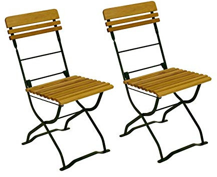 Gartenstuhl MÜNCHEN grün 2er Set, Robinien Holz, klappbar
