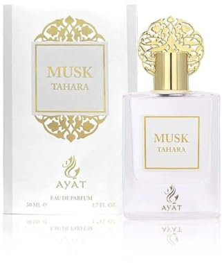 Musc Tahara Blanc 50ML de AYAT PERFUMES - Oud Arabe 100% Huile Sans Alcool Musc Halal Pour Homme et Femme Attar Longue Durée, Flacon Roll-on Notes : Musc, Rose, Vanille, Miel