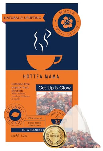 HOTTEA MAMA | Get Up & Glow | Organic Fruit Blend for Pregnancy & Breastfeeding Mums | Caffeine-Free | Naturally Uplifting | 14 Whole Leaf Biodegradable Bags