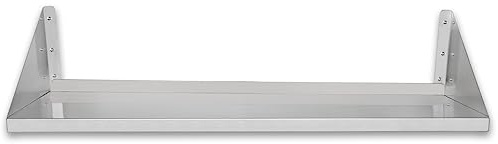 Beeketal 'BWR-9' Gastro Edelstahl Küchen Wandregal 1000 mm Länge x 300 mm Tiefe, 1 Ablagefläche mit 35 kg Tragkraft,rückseitige Aufkantung, inkl. Wandmontagematerial