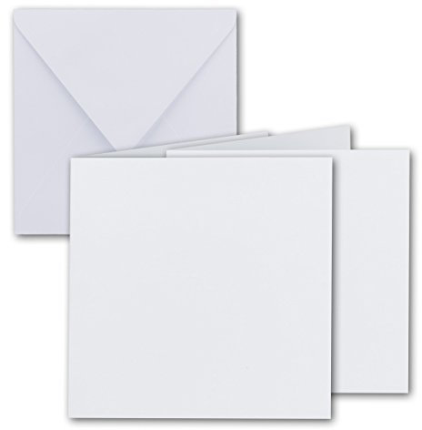 30x Quadratisches Falt-Karten Set - 15 x 15 cm - mit Brief-Umschlägen & Einlegeblättern - Hochweiss - FarbenFroh by GUSTAV NEUSER