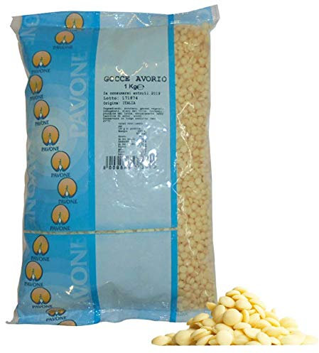 Pavone GR 1000 Gotas de chocolate blanco para productos horneados dulces y pastelería