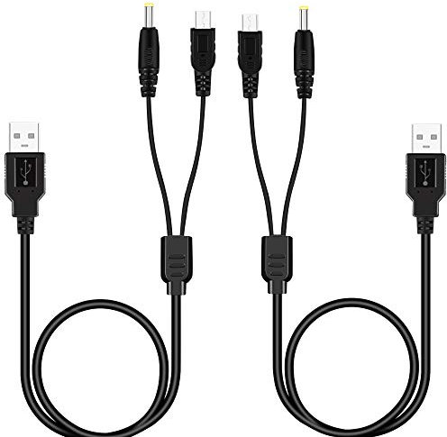2 Pack PSP Charger Cable, Portable USB PSP Power Cord & Data Cable for Sony PSP 1000 2000 3000, Charging Cord 2-in-1