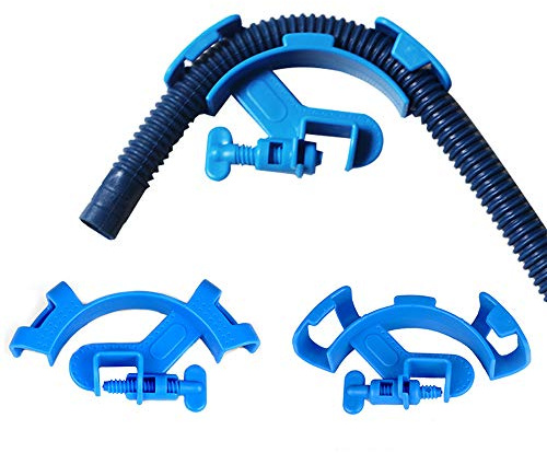 ANCLLO 5pcs Aquarium One Way Non-return Check Valve and Hose Holder Pipe Clamp Adjustable, for Fish Tank Air Line Tube Tubing Hose (Blue)