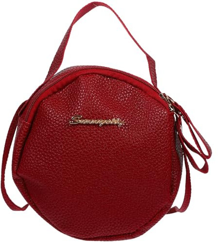 ABOOFAN PU Leder Tasche Runde Umhängetasche Handtaschen Aufbewahrungstasche für Damen Mädchen Lady