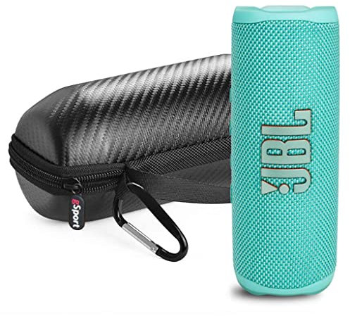 JBL FLIP 6 Waterproof Portable Speaker Bundle with gSport Carbon Fiber Case (Teal)
