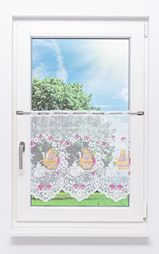 LYSEL Scheibengardine Kaffeekanne (Bx H) 120cm * 50cm Rosa/rosa-orange