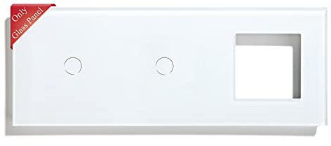 BSEED Panel de Vidrio para Interruptor de Luz y Enchufe de Pared, Marco 1 Gang+1 Gang, Blanco, 228 mm
