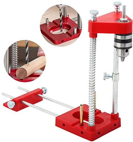 ATRNA Bohrständer Für Bohrmaschine, Portable Drill Precision Localiser for Woodpeckers Adjustable Locating Device Woodworking Drills Guide Fence, Rot