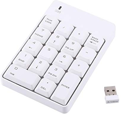 Tyenaza Kabellose Nummernblöcke, Numpad USB Numpad, USB Numeric Keypad, 2.4GHz Wireless USB Numeric Keypad Numpad Number 18 Keys Laptop PC New(Weiß)