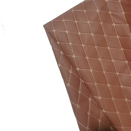 Yimihua Kunstleder gesteppt kaschiert Leder Stoff Kunstleder Meterware Bezugsstoff Polsterstoff Lederoptik für Handwerk DIY nähen 1,4m breit (Color:Hellbraun)