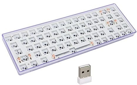 ciciglow 65% Custom Gaming Keyboard, 64 Keys Wireless 2.4G/BT 5.0 Modular DIY Mechanical Keyboard Kit Hot Swappable Switche Barebones Keyboard(Purple)
