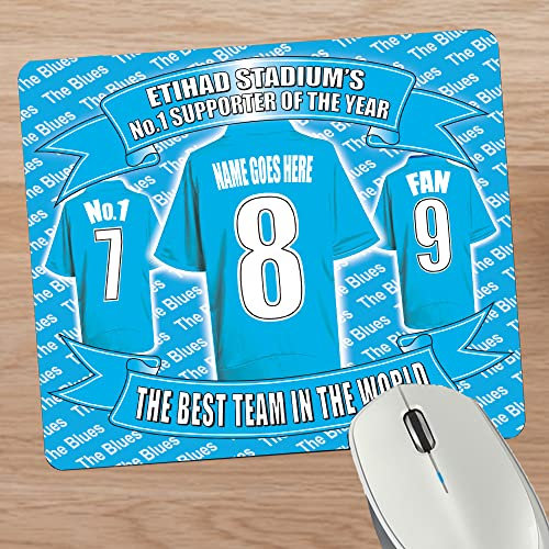 Manchester Blues Football Shirt Personalised Mouse Mat Gift