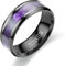 Ayoiow Bagues Femmes Acier 8MM Coquille Modèle Bague Homme Chevaliere Violet Noir Bague
