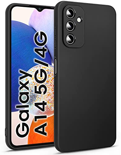 BENNALD Hülle für Samsung Galaxy A14 4G/5G, Extrem Dünn Handyhülle Weiche TPU Stoßfest Kratzfest Schutzhülle Case, Matt Schwarz