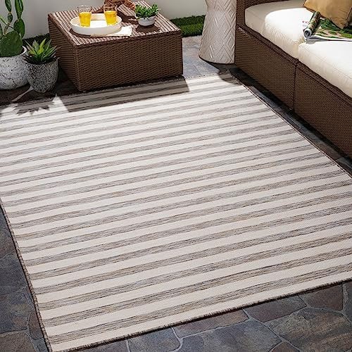 Livabliss Outdoor Teppich wetterfest, Valencia - In und Outdoor Teppich für Balkon 80x150 cm, Terrasse, Garten, Küche - Outdoor Teppich Boho Style, Teppich für draußen - Teppich Beige und Creme