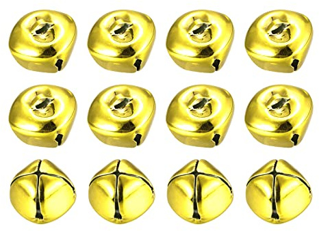 sourcing map Glöckchen zum Basteln Goldfarben 20mm Metall 12 Stück | kleine Glocken mit Ösen, Weihnachtsdeko, Jingle Bells, Christbaumschmuck, Sorgenwürmchen Zubehör, DIY Schmuckherstellung