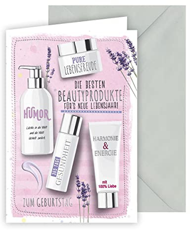 KE - Exklusive Geburtstagskarte mit speziellem Lack und Folie, inklusive Umschlag, DIN B6 - Motiv: Beauty