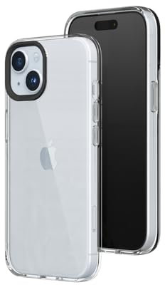 RhinoShield Crystal Clear Case kompatibel mit [iPhone 15 Plus] | Fortschrittliche Vergilbungsresistenz, Hohe Transparenz, Personalisierbare und Transparente Schutzhülle - Schwarz