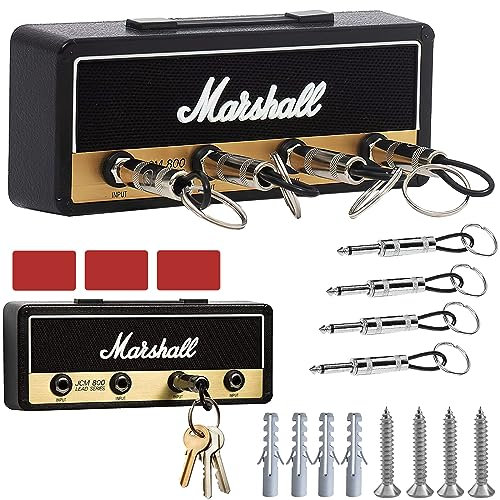 shallyong Marshall Porte Clef Mural, Jack Rack JCM800 Guitare Storage Key Holder, Accroche Clef Mural De Fixation avec 4 porte-Clés Boite a Clefs Murale Set(Noir)