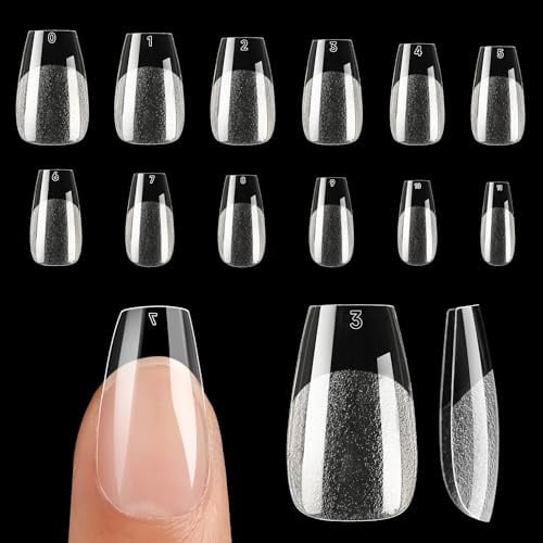 UNA GELLA Short Coffin Gel Nail Tips 120pcs Soft Gel Clear Nails | Short Coffin Nail Tips 12 Sizes Short Coffin Gel Nail Tips Long Lasting Soft Gel Nails Tips Clear Full Cover Nails