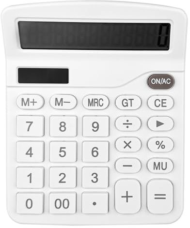 Gvolatee Taschenrechner, Tischrechner mit 12-Stelligem Großem LCD-Display, Mini Taschenrechner Standard Funktion, Tischtaschenrechner mit Großem Tasten, für Büro, Zuhause und Schule, Weiß