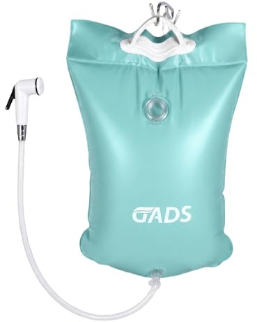 Douche portable 9,5 litres pour toilette au lit et plein air avec douchette | Pour la toilette au lit, le camping et les voyages, avec une large ouverture, tuyau flexible, débit manuel et poignée robuste