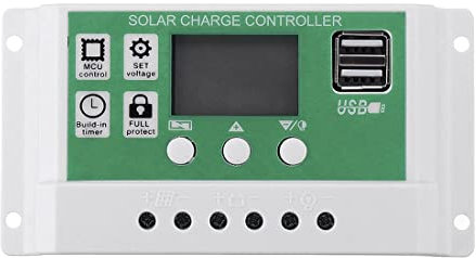 Mozzdsa Regolatore di Carica Solare 10A 12V/24V Regolatore Fotovoltaico del Caricabatteria PWM per Batterie al -Acido per Batterie Agli di Litio