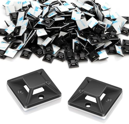 120 Pcs Fermacavi Adesivi Supporto Adesivo 20mmx20mm Fermacavo Adesivo Fascette Adesive Elettricista Passacavi Adesivi Clip Adesive per Cavi Supporti Adesivi Muro per Camere Letto Sale e Uffici (Nero)