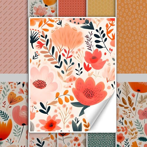 GRAZDesign Fliesenaufkleber Bad & Küche, Fliesenbilder Blumen Vintage Orange Geld Farben Klebefliesen - 20x25cm / 50 Stück