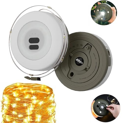 Forhome Camping Lichterkette Aufrollbar 10m, Outdoor Lichterkette, Wasserdicht Campinglampe, USB Wiederaufladbar,Vielseitige LED Lichterkette für Camping, Garten und Wandern