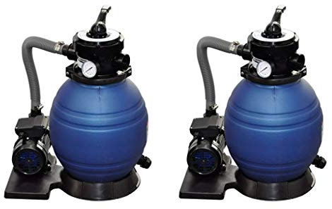 Ailgely Lot de 2 filtres à sable avec pompe - 400 W - 11 000 l/h - Pompe de filtre à sable pour piscine - Avec pré-filtre pour piscine