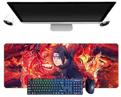 Japanese Anime Uchiha Itachi Large Tapis de Souris, 800 x 300 x 3mm, Bureau Anti-Glissant Surface Texturée pour Ordinateur pour Ordinateur Gamer-Bureau-Maison et Portables