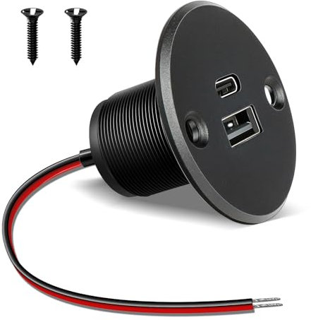 acegoo USB C Steckdose 12V Wohnmobil Ladegerät Vollaluminium, Typ C USB Anschluss PD3.0 QC3.0 KFZ Buchse Dose Einbau Adapter Zigarettenanzünder für Camper Auto Boot LKW Wohnwagen (1 x großes Panel)